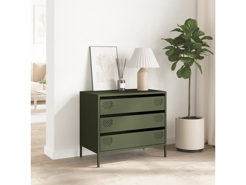  Buffet - bahut - meuble de rangement vert olive 68x39x58,5 cm acier laminé à froid  - Conforama C