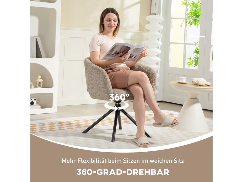  Fauteuil pivotant rembourré marron clair 58,5 x 59 x 78,5 cm  - Conforama D