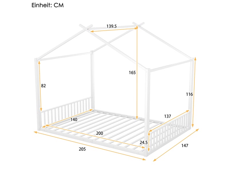  Lit enfant cabane 140x200 cm en métal blanc sans matelas  - Conforama C
