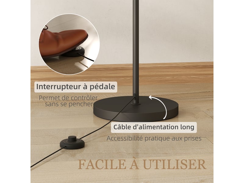  Lampadaire avec télécommande abat-jour réglable 11 température de couleurs et 11 niveaux de minuterie luminosité noir  - Conforama E