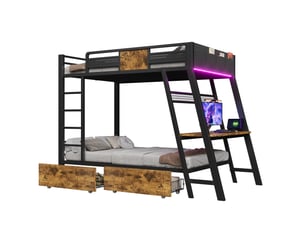 Lit superposé 90x200 cm <strong>OKWISH</strong>  <strong></strong> coloris noir