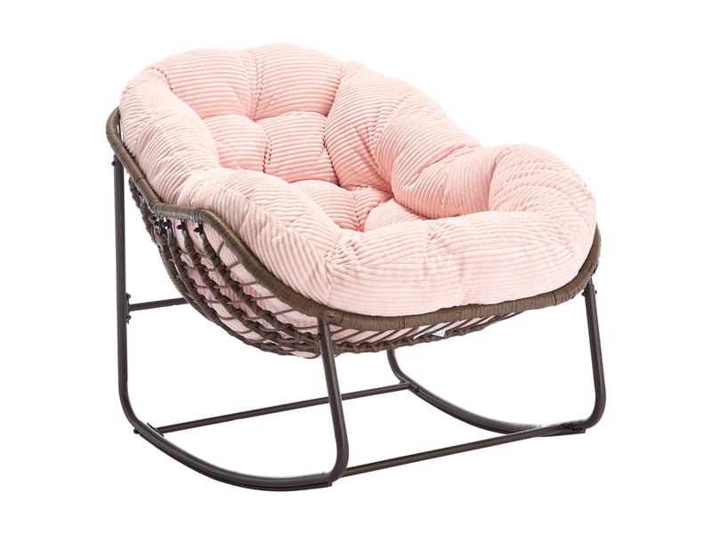  Fauteuil à bascule extérieur en rotin synthétique rose fauteuil œuf surdimensionné avec coussin  - Conforama A