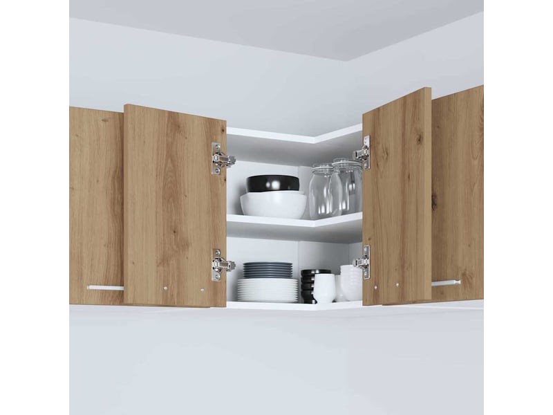  Meuble de rangement cuisine, armoire suspendue chêne artisan et blanc 57x57x40cm  - Conforama D