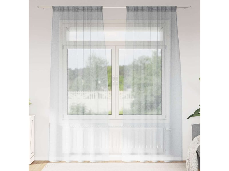  Lot de 2 rideaux en voile, voilage gris foncé 245 x 140 cm polyester cf43929  - Conforama B