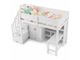 Lit mezzanine 90x200 cm MEUBLIV   coloris blanc