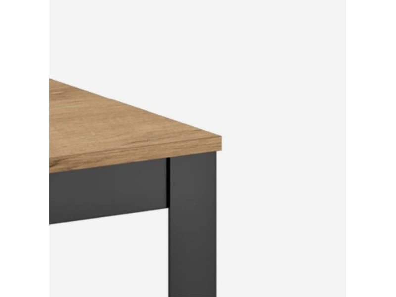  Table extensible en mélaminé avec piètement noir 130290x80 moon - chêne  - Conforama D