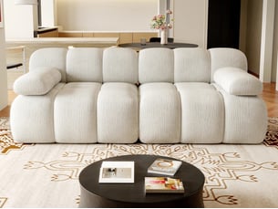 Canapé droit compressé fixe <strong>BGSRYAO</strong> <strong></strong> 2 places Tissu blanc