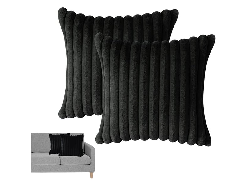  Taie d'oreiller en velours,50 x 50 cm,housse simple face,velours,noir,deux  - Conforama D