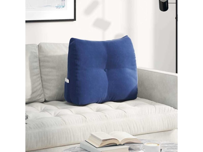 Coussin de dos, coussin de dossier bleu police 60 x 24 x 50 cm velours cf54570 - Conforama B