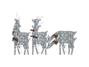 Rennes de noël 6 pcs argenté blanc froid maille