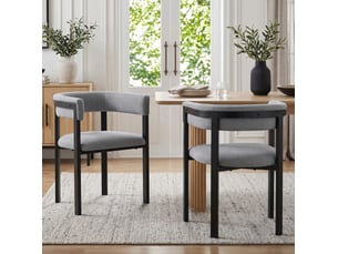 Lot de 2 chaises de salle à manger en chenille grise, dossier enveloppant, style moderne