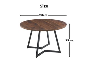 Table à manger 110 x 110 x 75 cm plateau mdf piètement métal