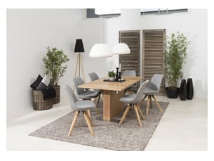 Chaises modernes bois et tissu gris (lot de 2) - earl