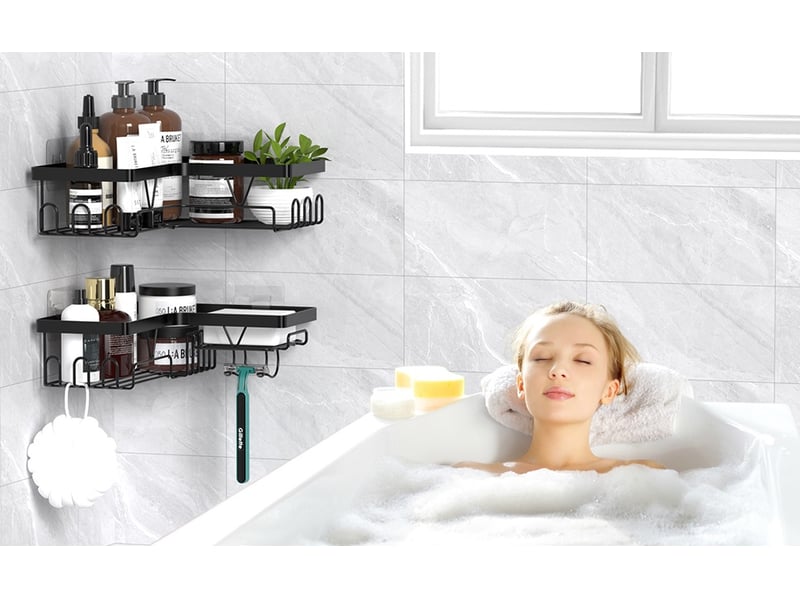  Lot de 2 étagères de douche sans perçage – rangement de salle de bain  - Conforama D