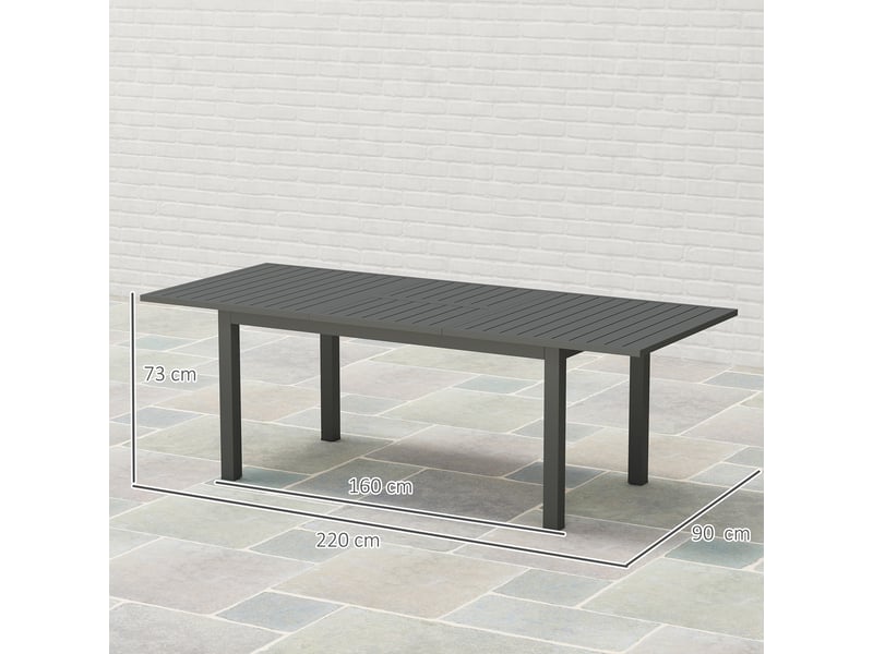  Table de jardin extensible en aluminium, 160220 x 90 cm, résistante aux intempéries, table de balcon, antidérapante, table de buffet, grise  - Conforama E