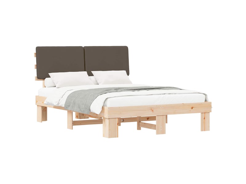  Lit double- lit adulte -  cadre de lit avec tête de lit rembourrée taupe 120 x 190 cm  - Conforama A