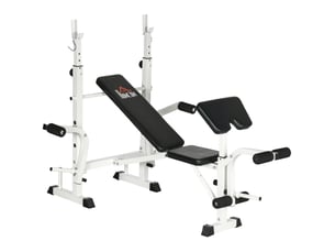 Banc de musculation 180x134 cm multifonction métal noir et blanc