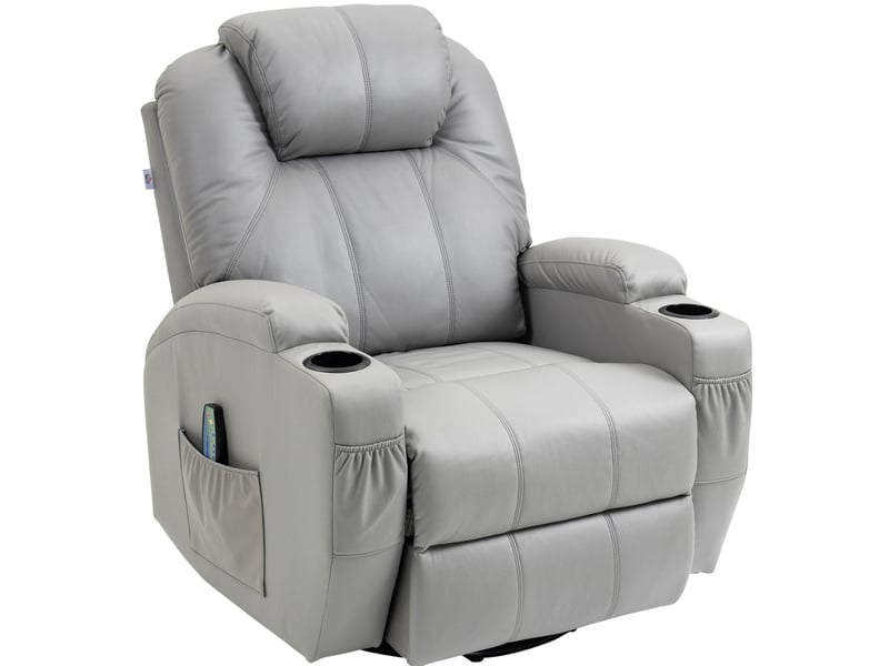  Fauteuil de massage inclinable manuel 8 points de vibration, 5 modes, pivotant 360 degrés, gris clair, charge maximale 150 kg  - Conforama A