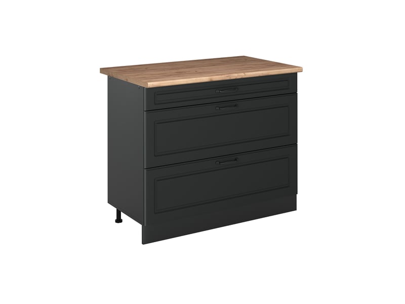 Vicco meuble cuisine, anthracite campagneanthracite, 100cm plan de travail chêne doré - Conforama A
