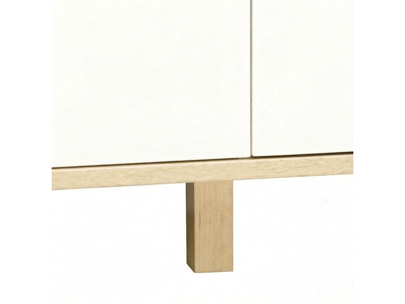  Commode 6 tiroirs 120x40x76 cm, style scandinave, anti-basculement, panneaux de particules, blanc et chêne  - Conforama E