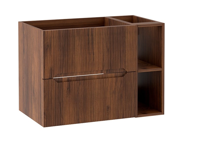 Meuble sous vasque suspendu avec étagère 2t novo l.80 cm effet noyer warmia - Conforama A