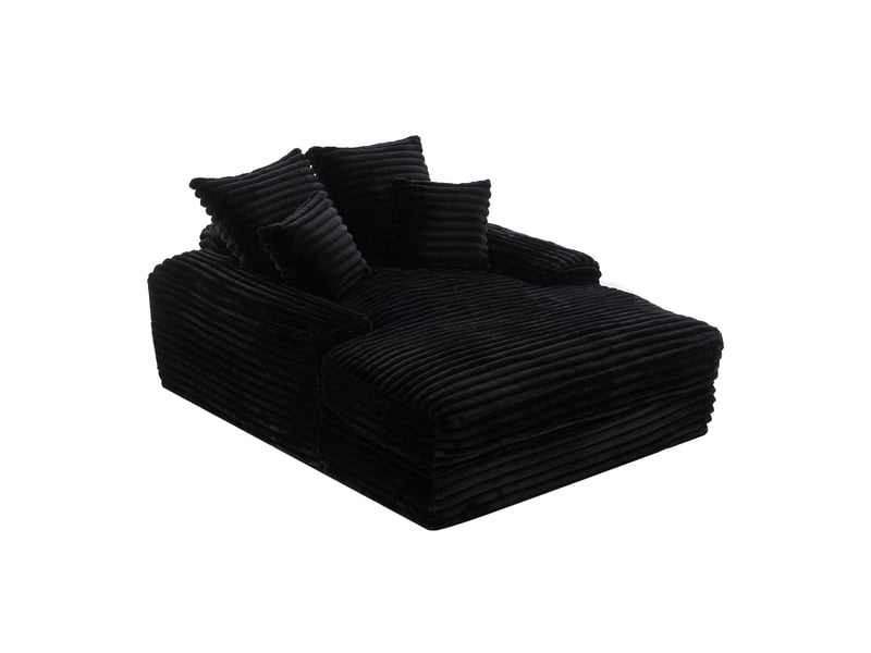  Canapé convertible 027 noir en velours côtelé, 4 coussins, multifonctionnel  - Conforama E
