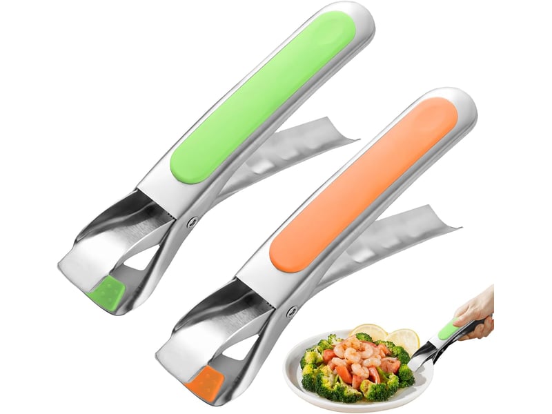  Pinces anti-brûlures en acier inoxydable pour plaques à pizza au four (vert et orange)  - Conforama A