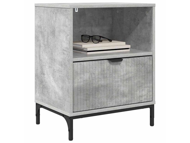  Tables de chevet avec tiroir 2 pièces gris béton 49 x 36 x 61 cm  - Conforama C