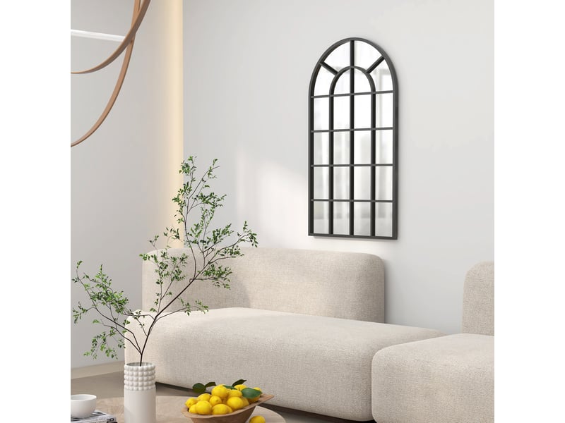  Miroir mural 110x62 cm arqué en métal noir  - Conforama B
