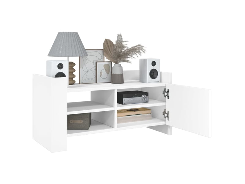  Meuble tv - banc tv - meuble de rangement blanc 80x35x40 cm bois d’ingénierie  - Conforama C