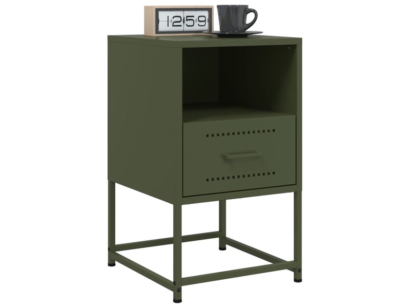  Table de chevet - cabinet de chevet - table de nuit vert olive 36x39x60,5 cm acier  - Conforama C