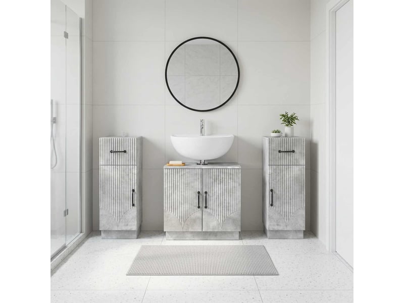 Ensemble de meuble de salle de bain 3 pièces hoorn gris béton cf63483 - Conforama B