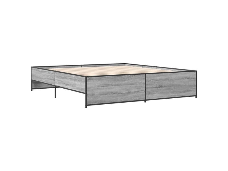  Lit double- lit adulte -  cadre de lit sans matelas sonoma gris 200x200 cm  - Conforama B