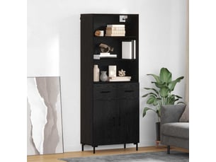 Buffet - haut armoire chêne noir 69,5 x 34 x 180 cm bois d'ingénierie