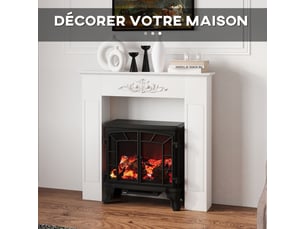 Manteau de cheminée encadrement cadre décoratif pour cheminée électrique bois blanc 101 x 19 x 100 cm