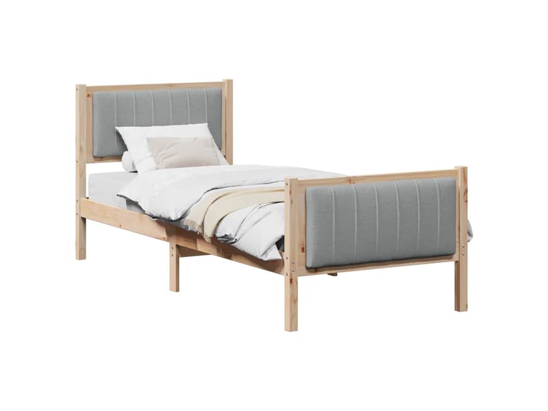  Lit simple- lit adulte -  cadre de lit avec tête de lit marron et gris clair 80 x 200 cm  - Conforama B