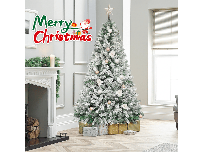 Zmh sapin de noël paysage enneigé artificiel 210cm fer pvc pour la veille de noël et fêtes en famille - Conforama B
