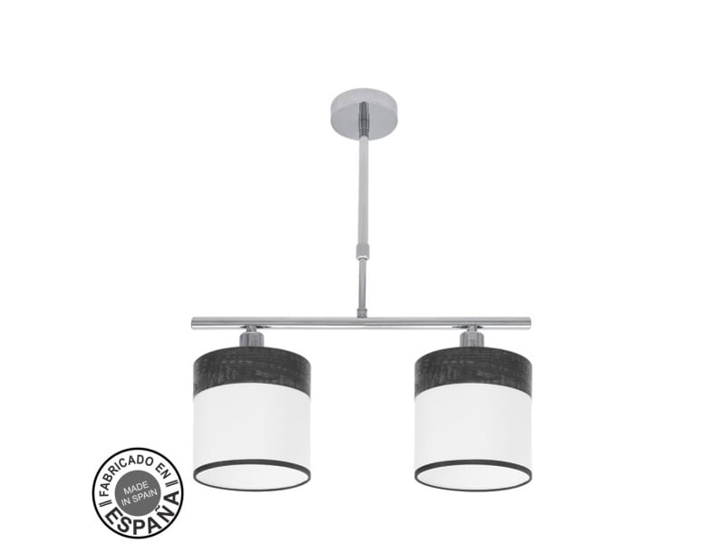  Lampe de plafond fabrilamp cloe chromeblanc-bois noir 2 x e14 hauteur réglable 44-61 cm 43x14 cm 175452009 - Conforama A