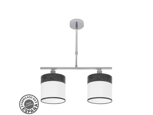 Lampe de plafond fabrilamp cloe chromeblanc-bois noir 2 x e14 hauteur réglable 44-61 cm 43x14 cm