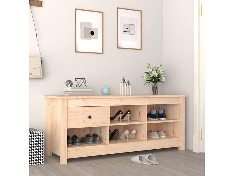  Meuble à chaussure | armoire à chaussures 110x38x45,5 cm bois de pin massif shl826  - Conforama B