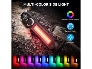 Lampe torche tactique led rgb 1800 lm, portée 340 m, recharge usb-c, 18650, spotflood, aimant