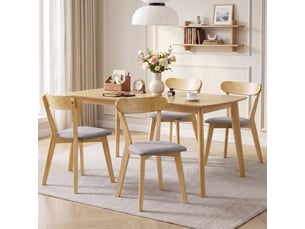 Lot de 4 chaises salle à manger design bois clair tissu gris