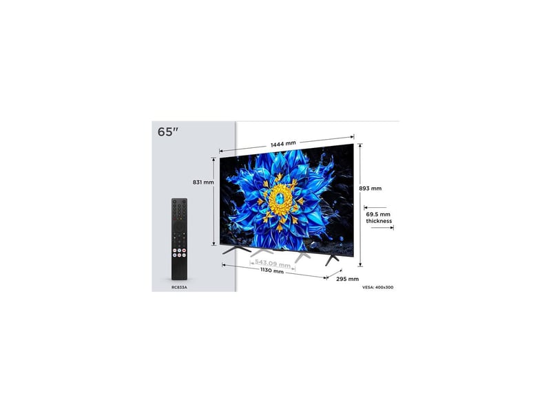  Tv 65 pouces qd-mini led 4k smart google tv 144hz dolby vision hdmi 2.1 2.1 onkyo 65P8L - Conforama D