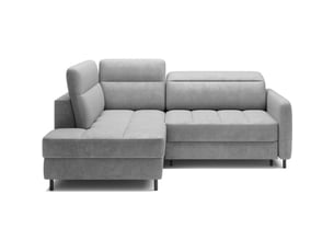 Canapé d'angle gauche convertible barnea 208 cm gris clair avec rangement