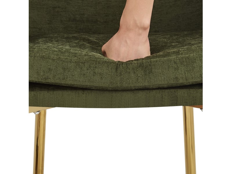  Lot de 6 chaises de salle à manger 61x59x78,5 cm, accoudoirs, dossier ergonomique, tissu polyester, fer, vert  - Conforama E