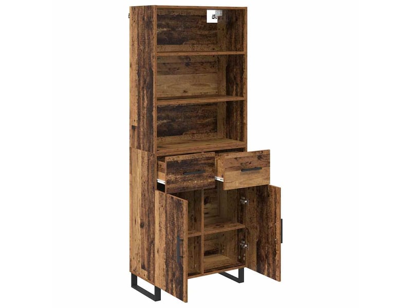 Haut armoire, armoire de rangement bois ancien 69,5x34x180 cm shl23586 - Conforama E