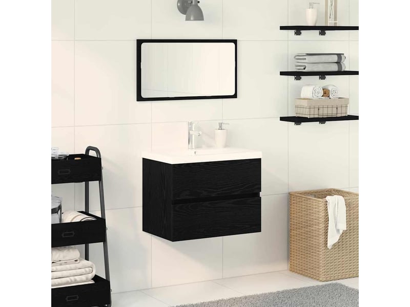  Meuble de lavabo de salle de bain, armoire de bain chêne noir 60 x 39 x 62 cm cf65529  - Conforama B