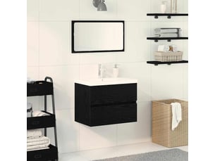 Meuble de lavabo de salle de bain, armoire de bain chêne noir 60 x 39 x 62 cm cf65529