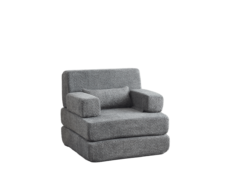  Fauteuil convertible 2-en-1 1 place en tissu chenille gris  - Conforama E