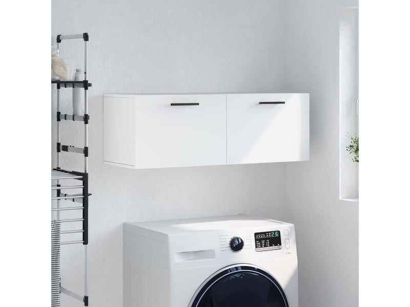  Armoire murale salon, meuble de rangement blanc 100x36,5x35 cm bois d'ingénierie  - Conforama B